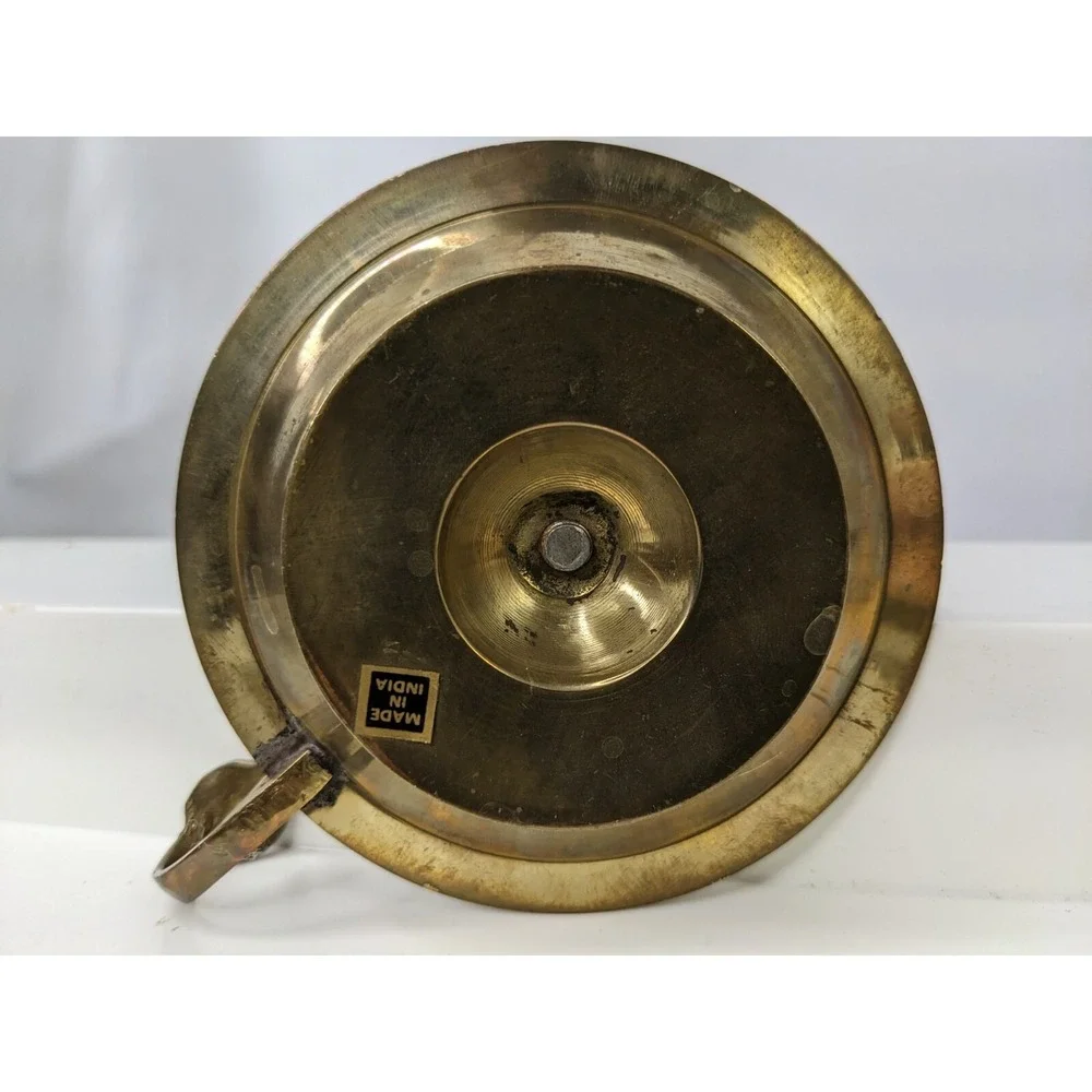 Brass Candlestick‎ Candle Holder Wooden 4.25 Inch Finger Hold